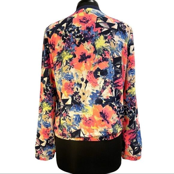 Japna Floral Zip Front Bomber Jacket Sz L - Picture 7 of 11
